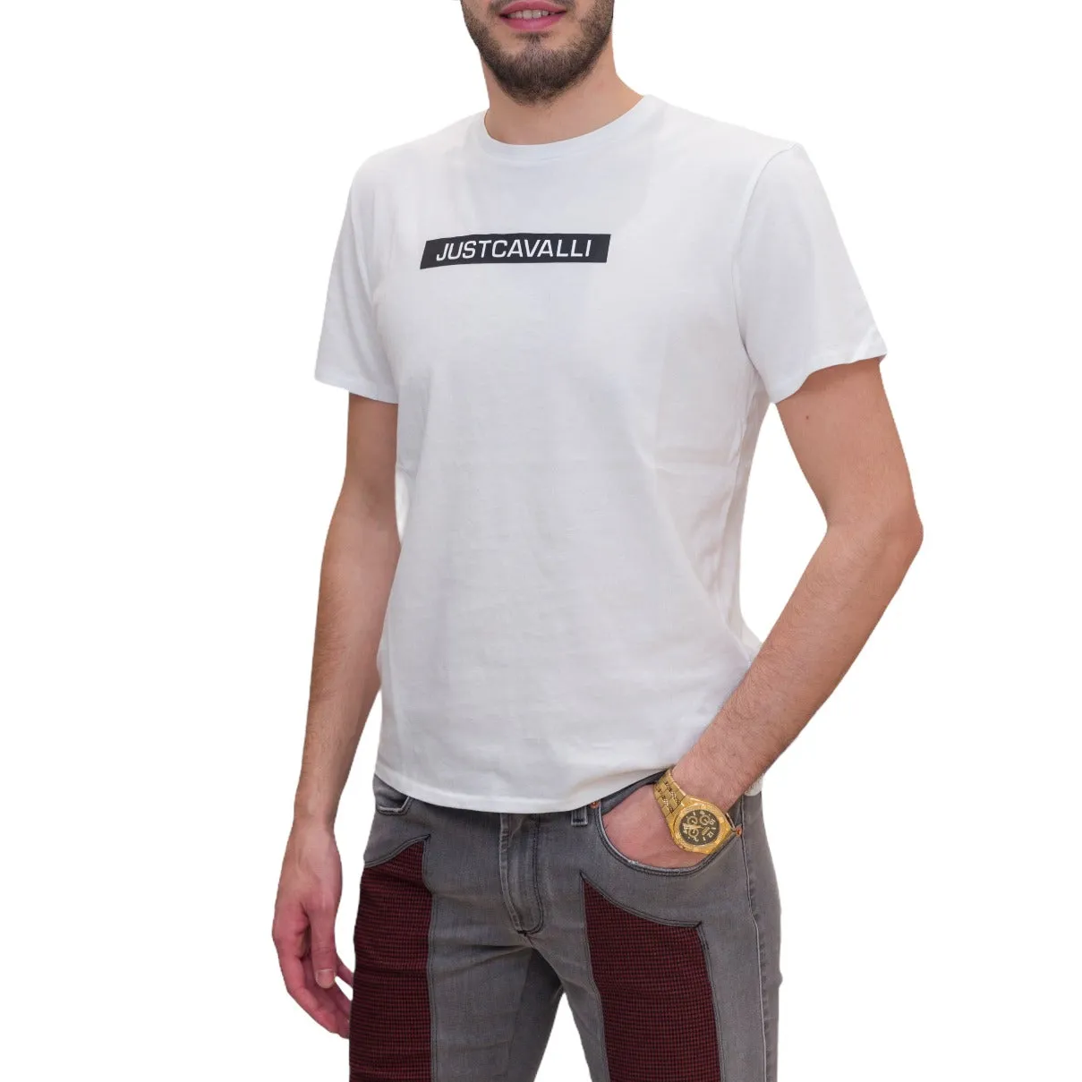 Just Cavalli Logo Printed Crewneck T-Shirt
