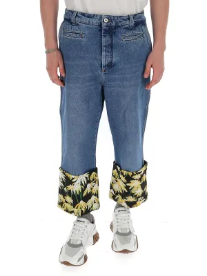 Loewe Daisy-Print Hem Detailed Jeans