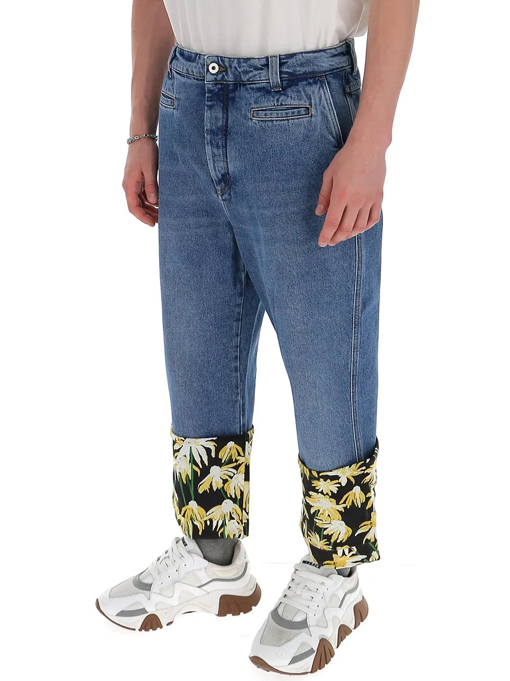 Loewe Daisy-Print Hem Detailed Jeans