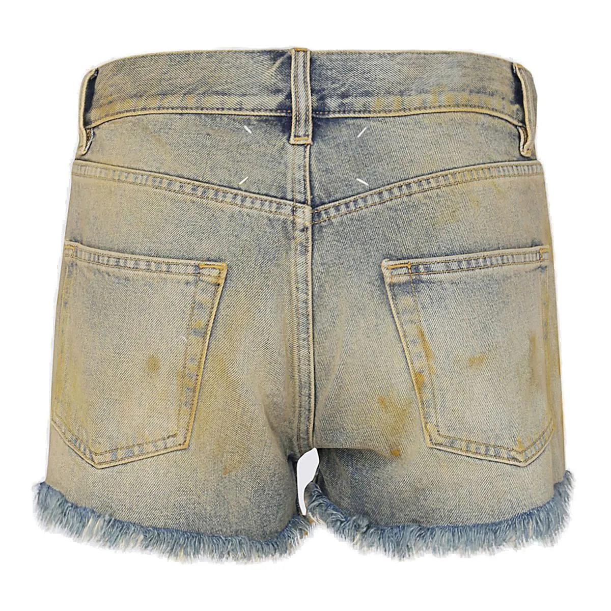 Maison Margiela Dirt-Effect Frayed Edge Denim Shorts