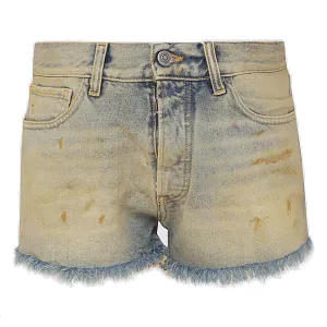 Maison Margiela Dirt-Effect Frayed Edge Denim Shorts