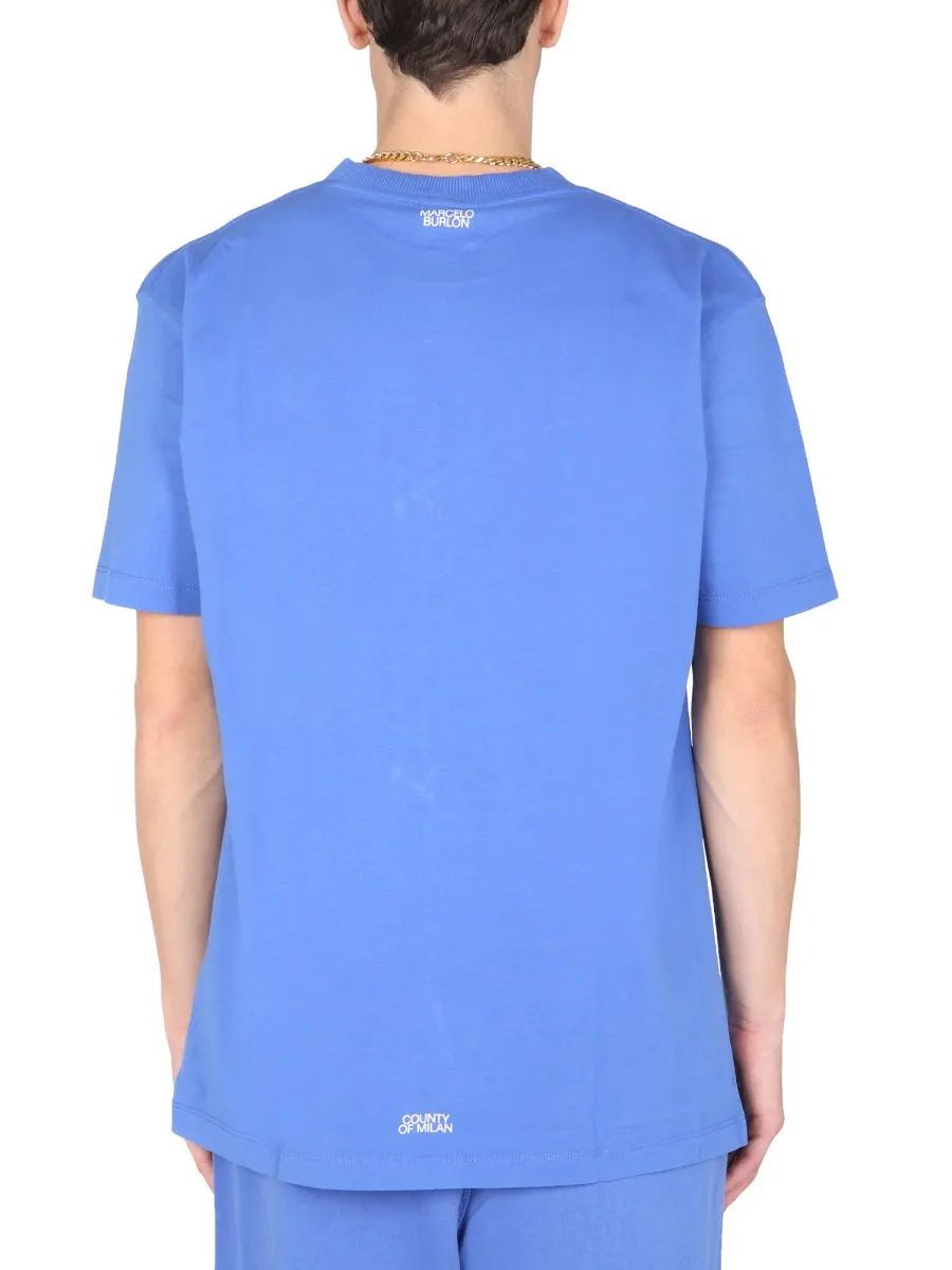 Marcelo Burlon County Of Milan Cross Embroidered T-Shirt
