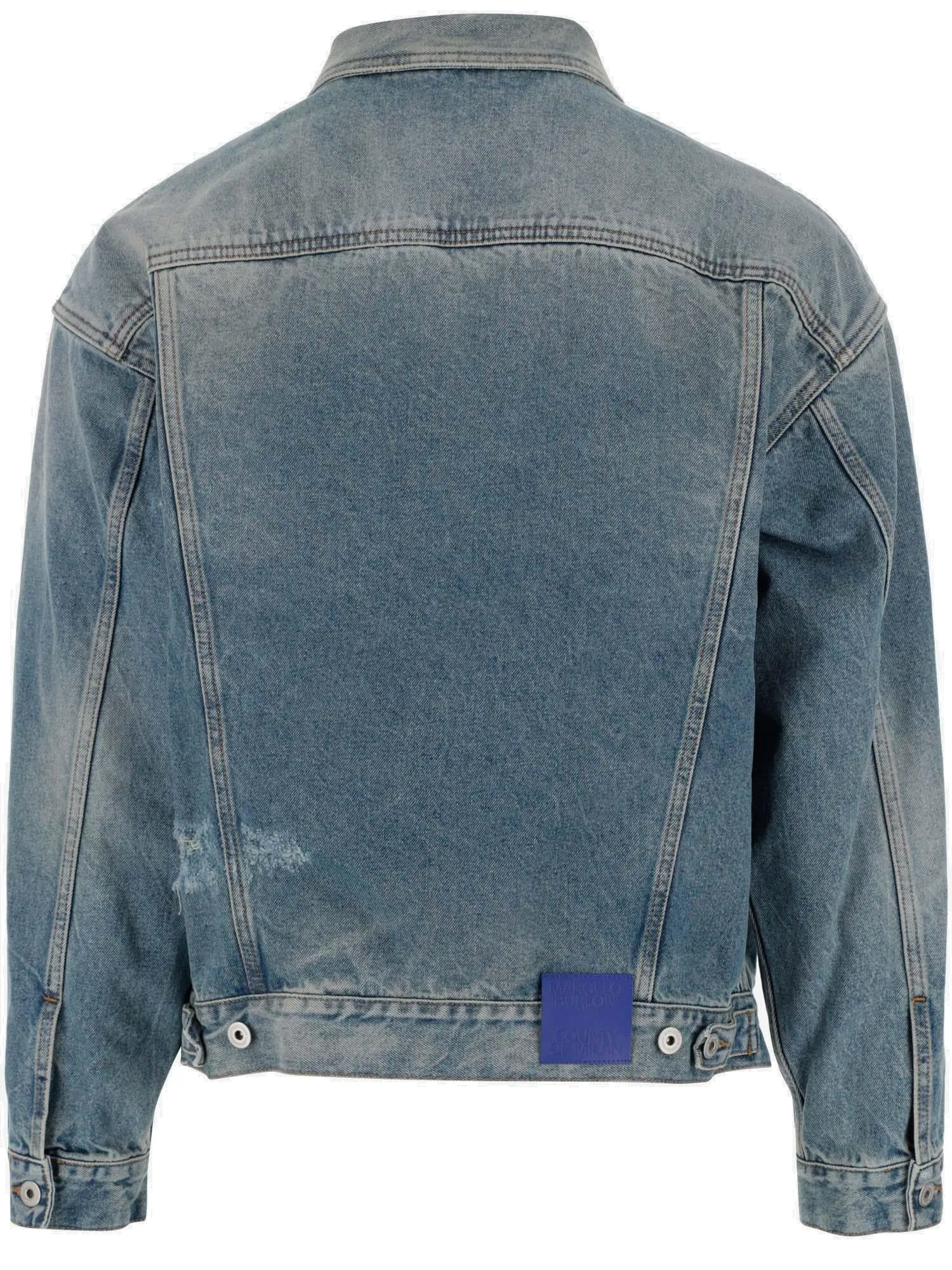 Marcelo Burlon County Of Milan Distressed Buttoned Denim Jacket