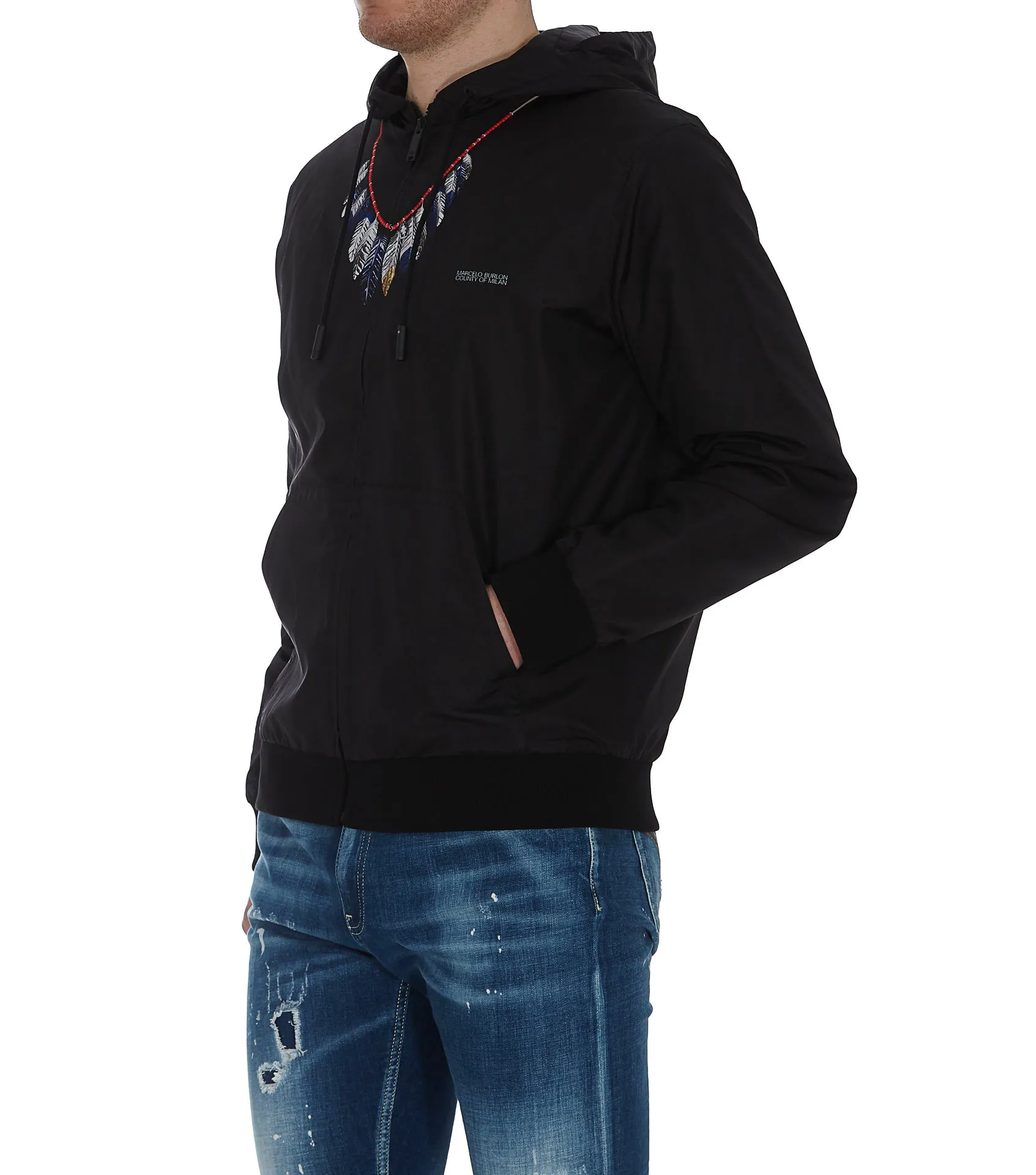 Marcelo Burlon County Of Milan Feathers Motif Hooded Jacket