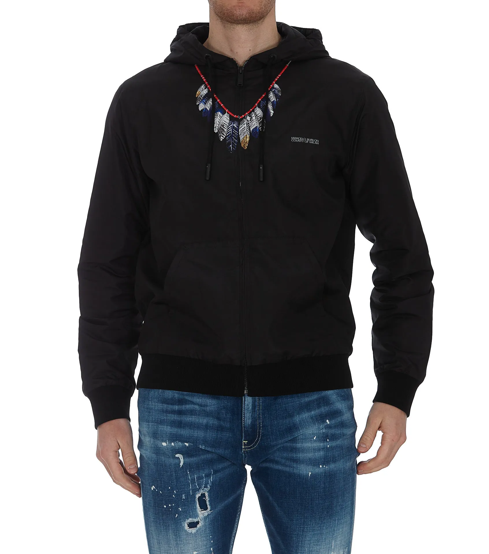 Marcelo Burlon County Of Milan Feathers Motif Hooded Jacket