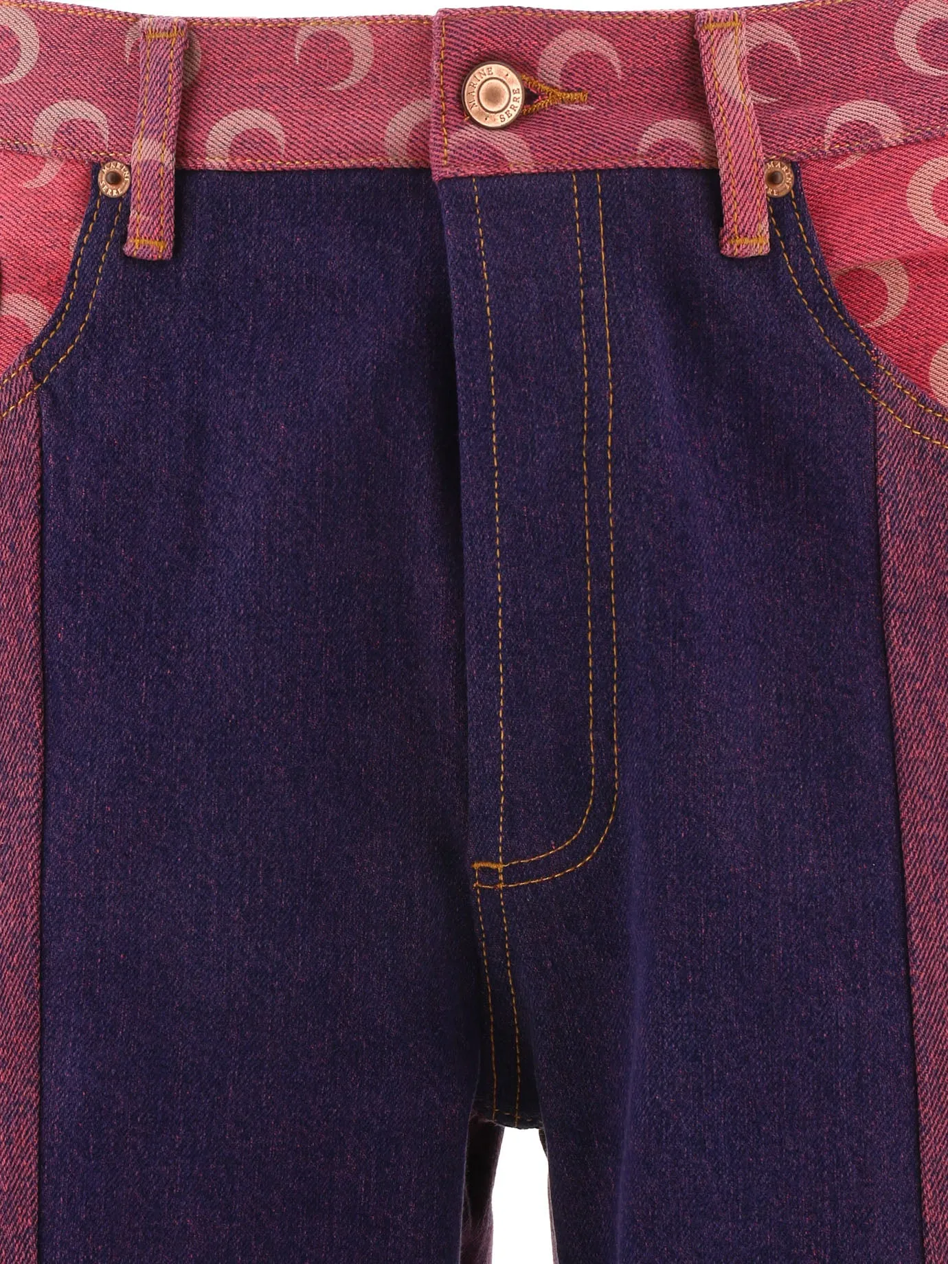 Marine Serre Crescent Moon Panelled Mid Rise Shorts