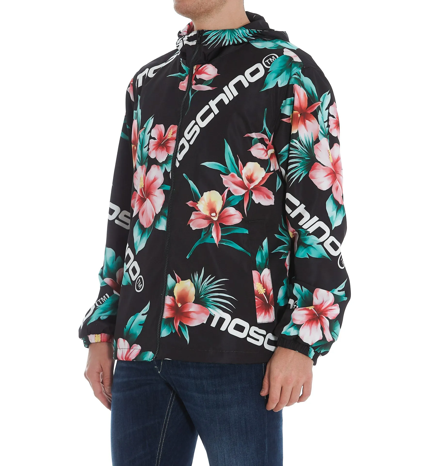 Moschino Hibiscus Print Zipped Jacket