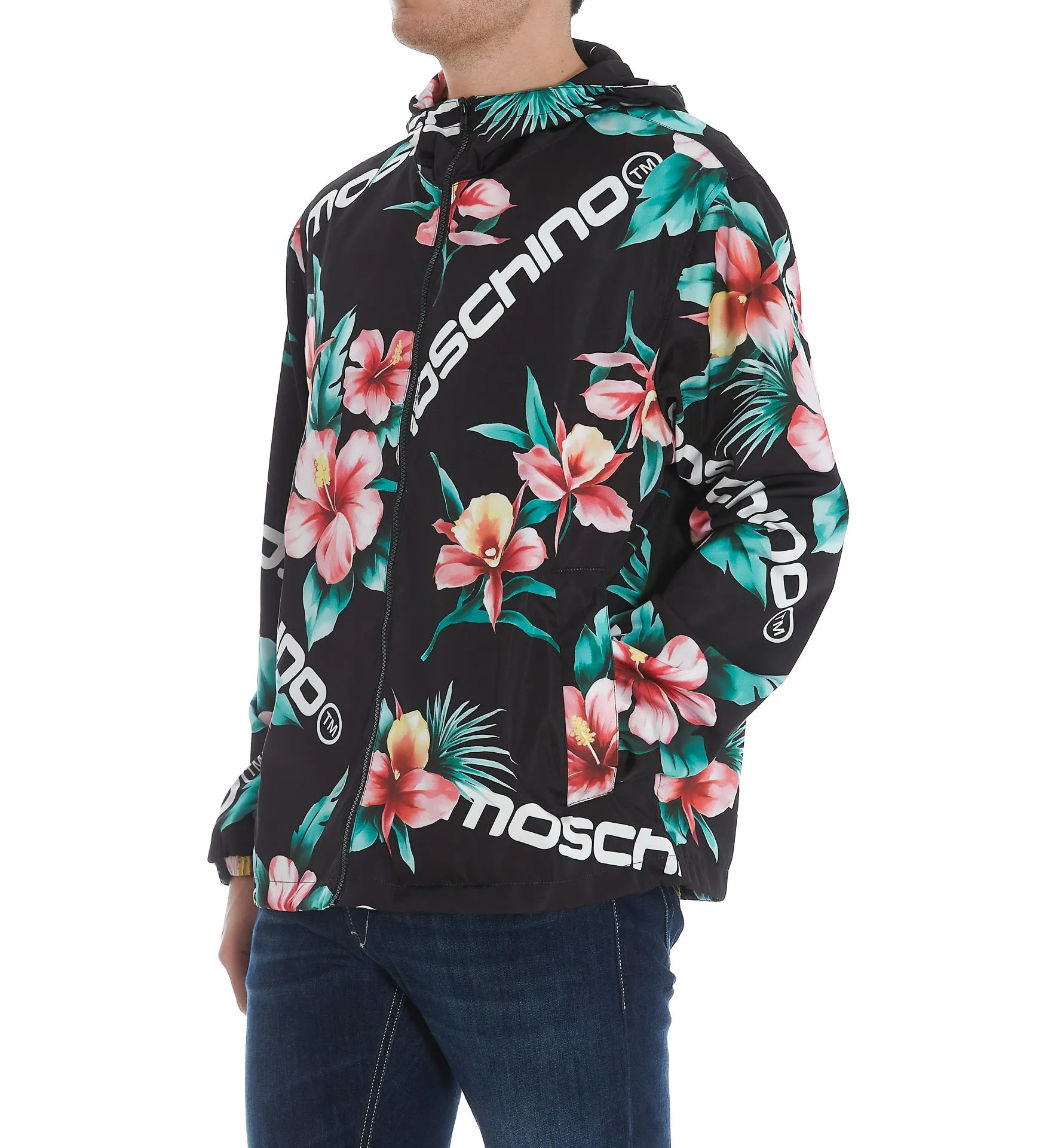 Moschino Hibiscus Print Zipped Jacket