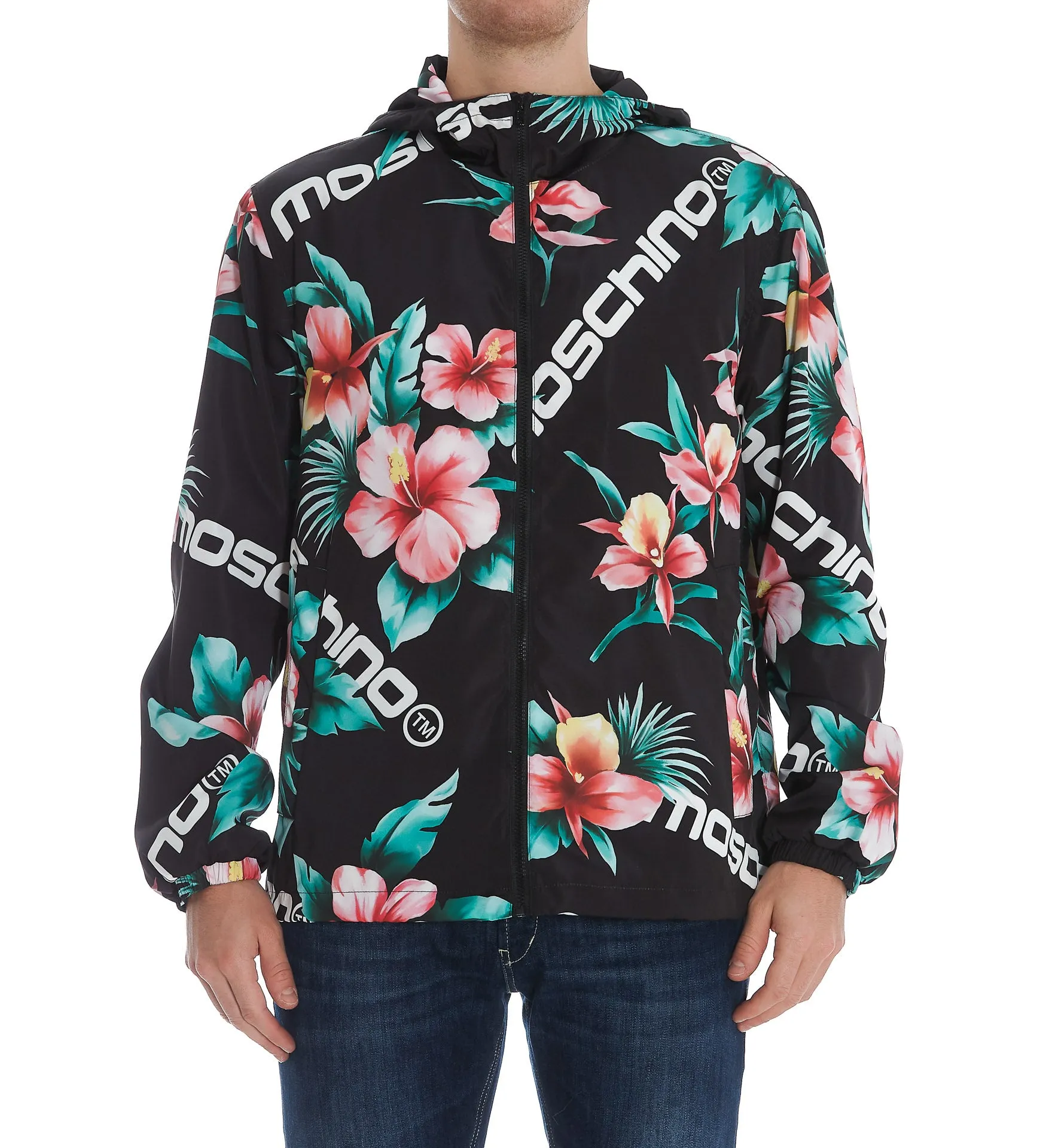Moschino Hibiscus Print Zipped Jacket