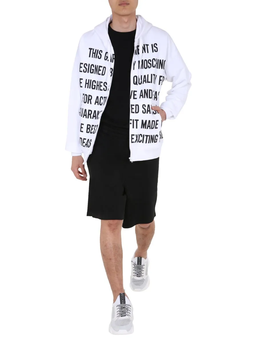 Moschino Slogan Printed Hooded Jacket