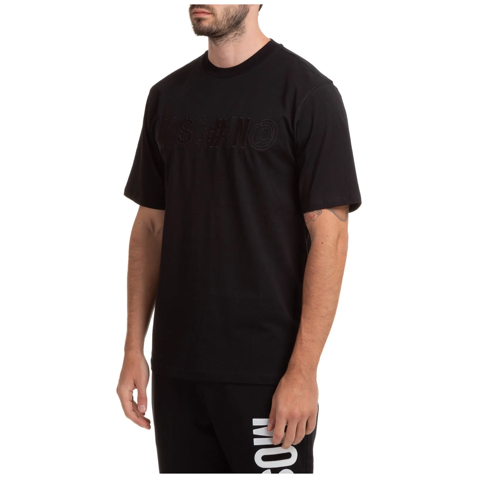 Moschino Symbols Logo Embroidered Crewneck T-Shirt