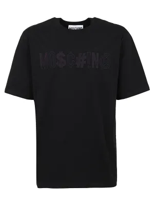 Moschino Symbols Logo Embroidered Crewneck T-Shirt