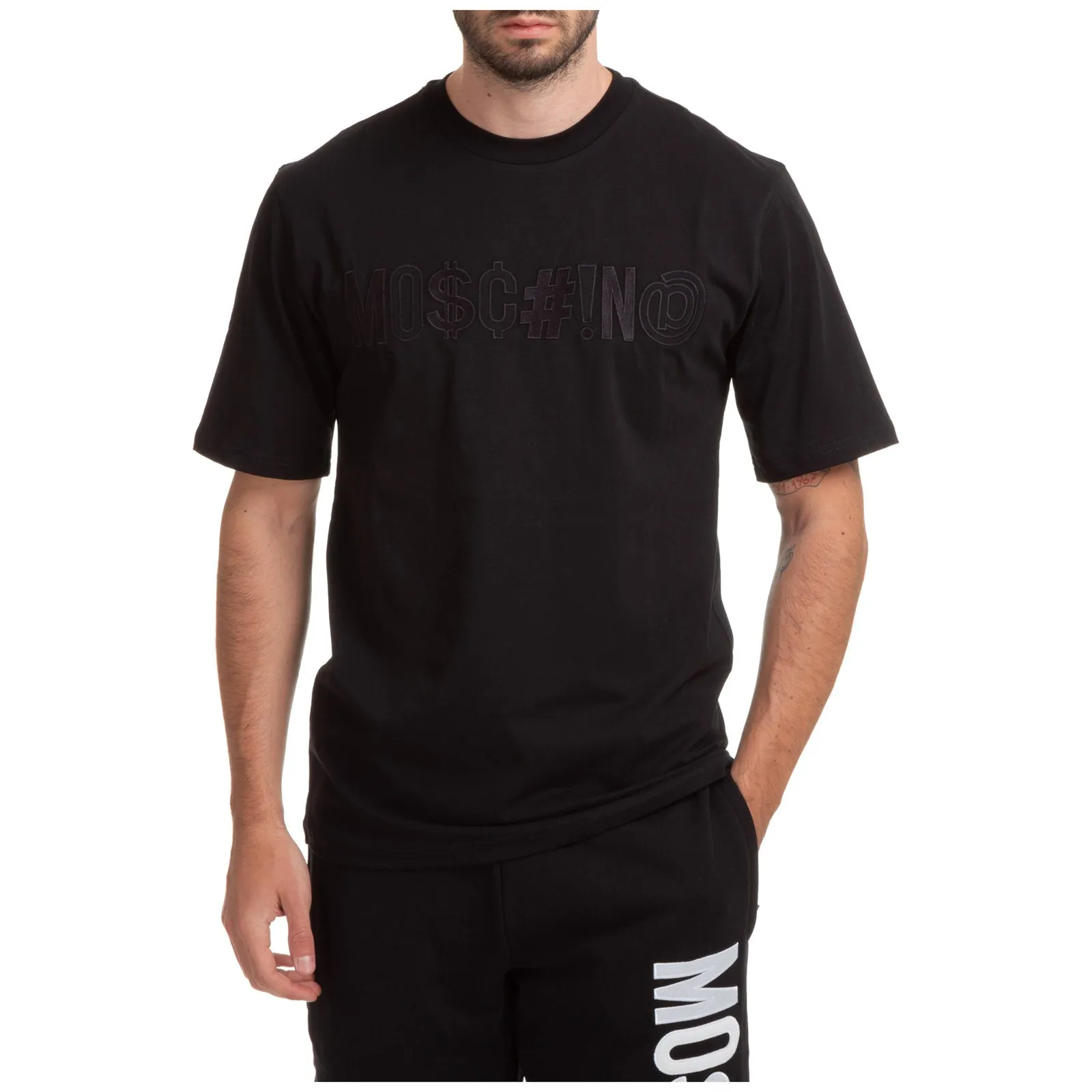 Moschino Symbols Logo Embroidered Crewneck T-Shirt