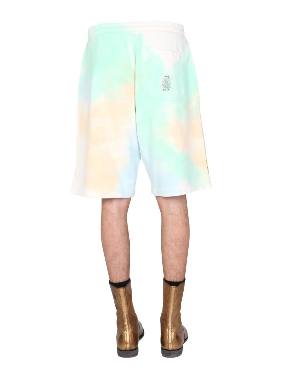 MSGM Fantastic Green Tie Dye Bermuda Shorts