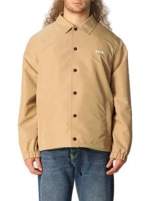 MSGM Logo Print Drawstring Hem Shirt Jacket