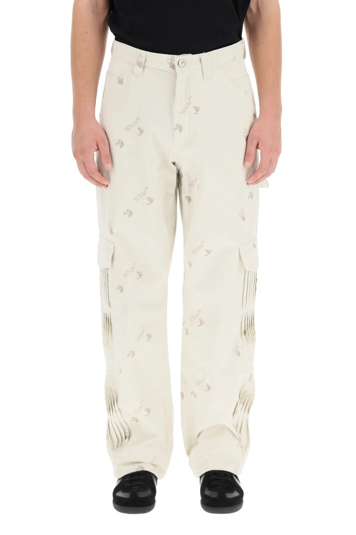 Off-White Allover Logo Wide-Leg Jeans