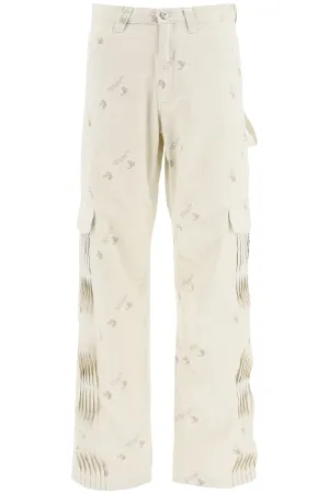 Off-White Allover Logo Wide-Leg Jeans