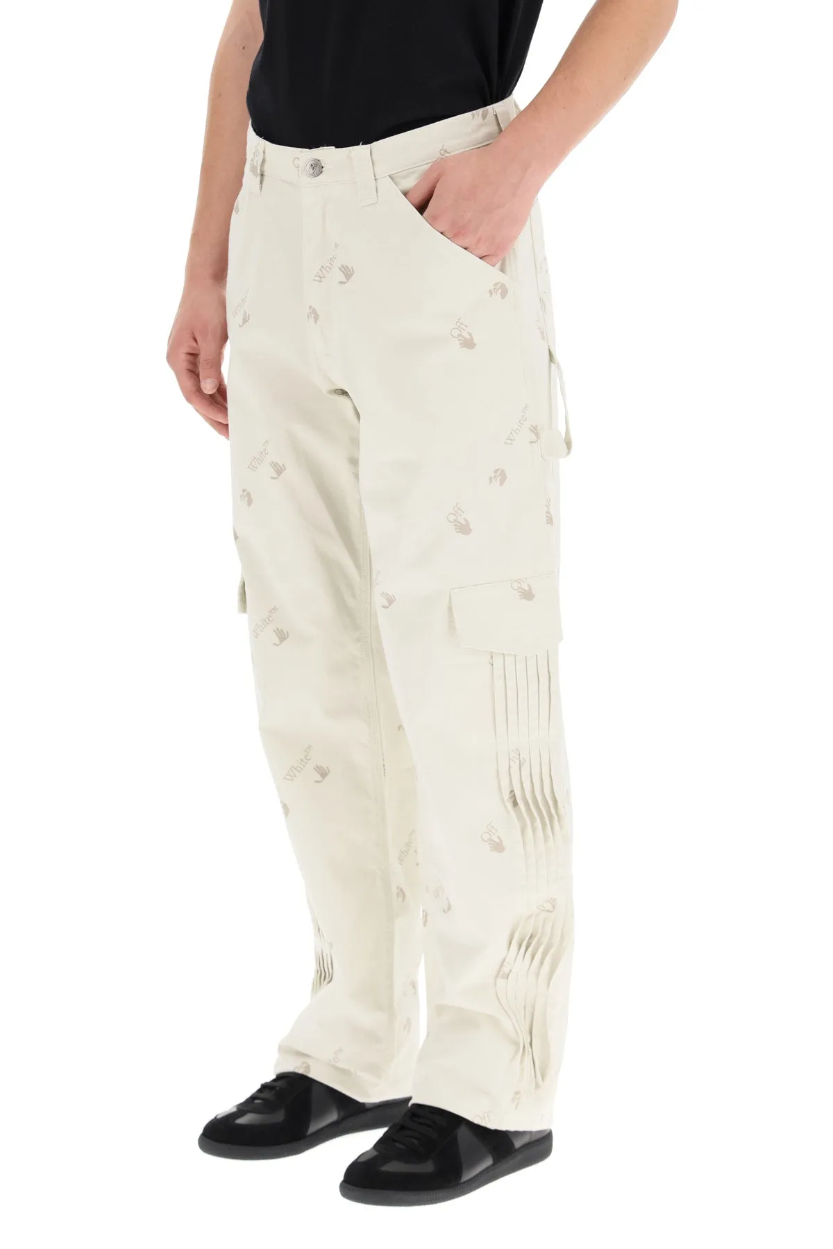 Off-White Allover Logo Wide-Leg Jeans