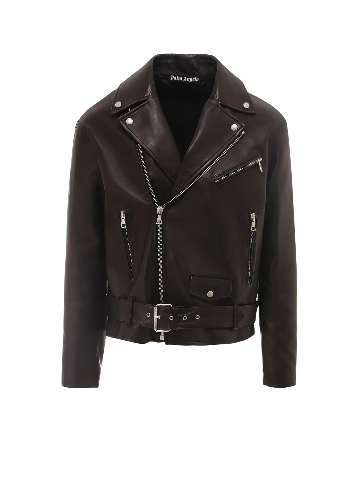 Palm Angels Leather Biker Jacket