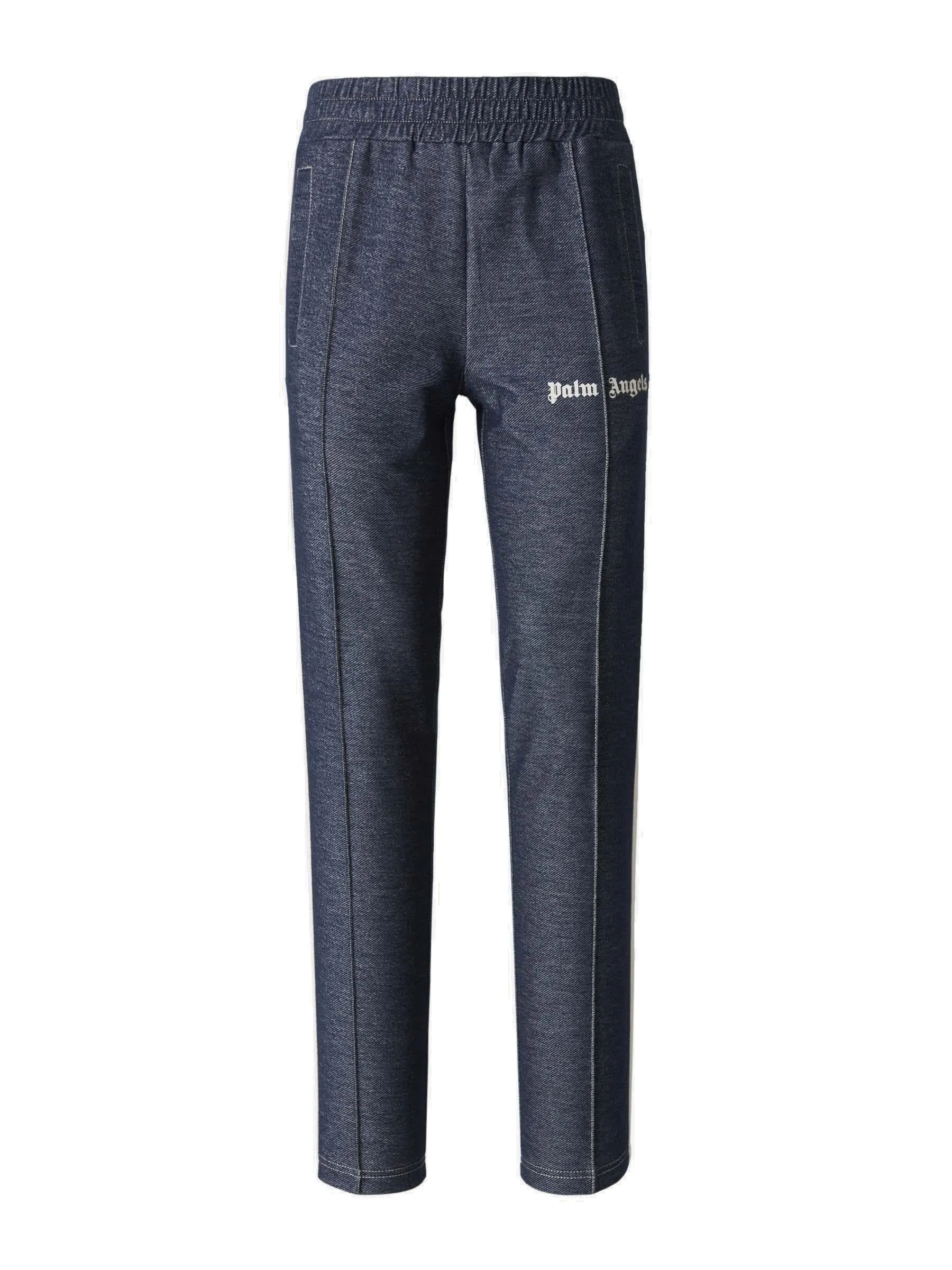 Palm Angels Logo Print Denim Sport Trousers