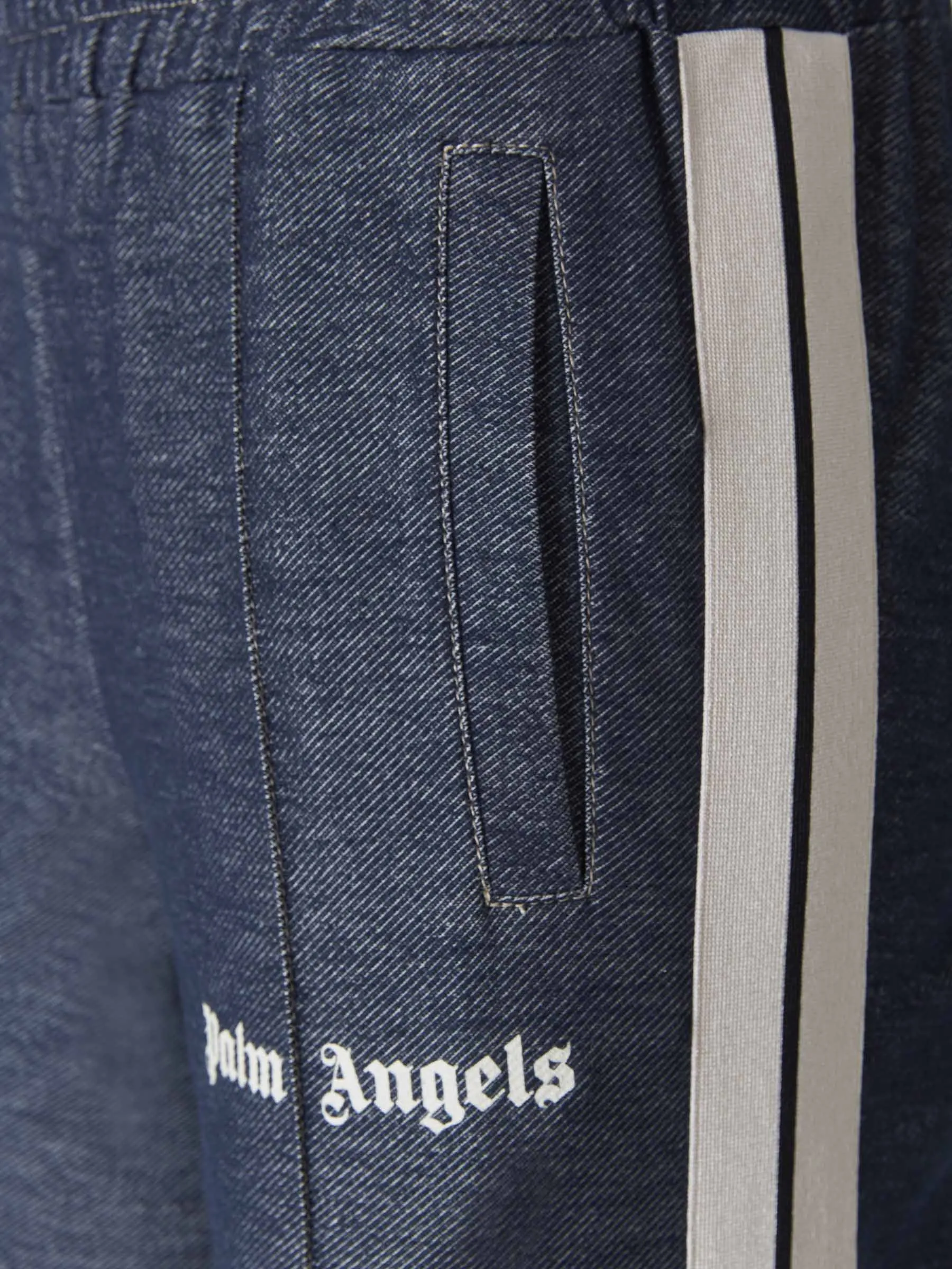 Palm Angels Logo Print Denim Sport Trousers