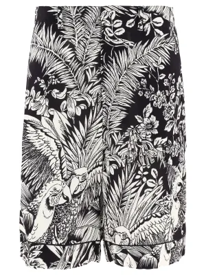 Palm Angels Parrot-Print Straight Leg Shorts