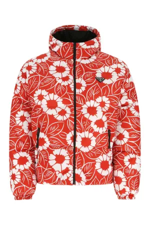 Prada Logo Plauqe Floral Printed Jacket
