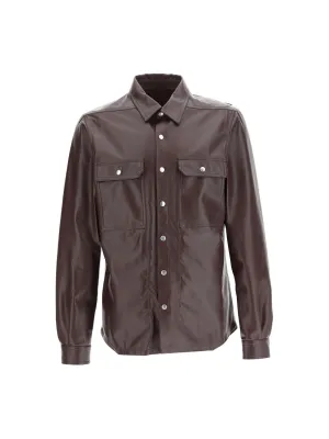 Rick Owens Buttoned Long-Sleeved Leather Jacket