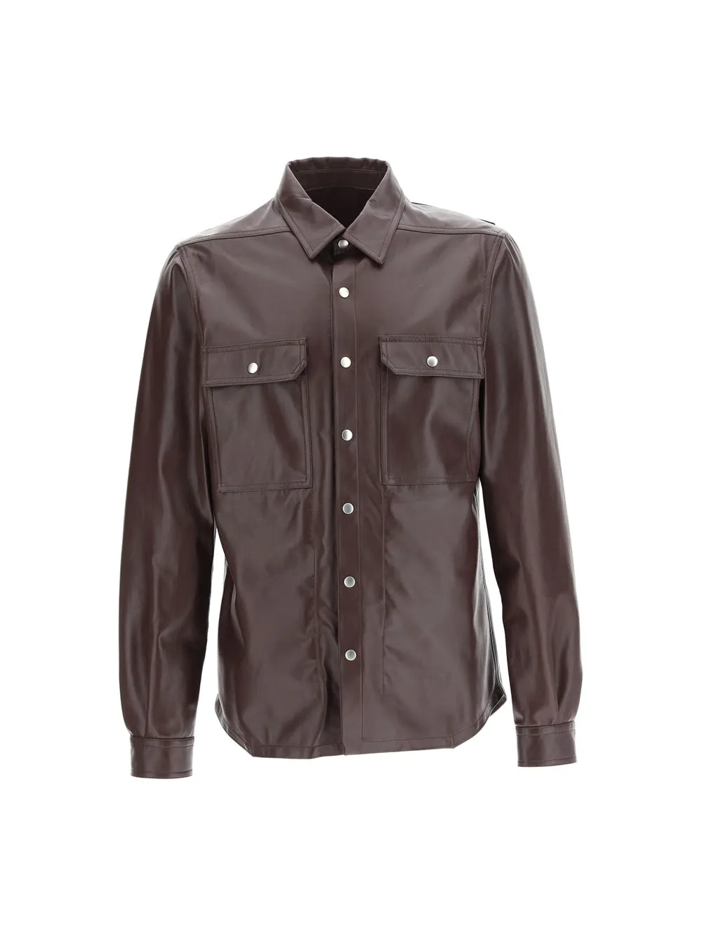 Rick Owens Buttoned Long-Sleeved Leather Jacket
