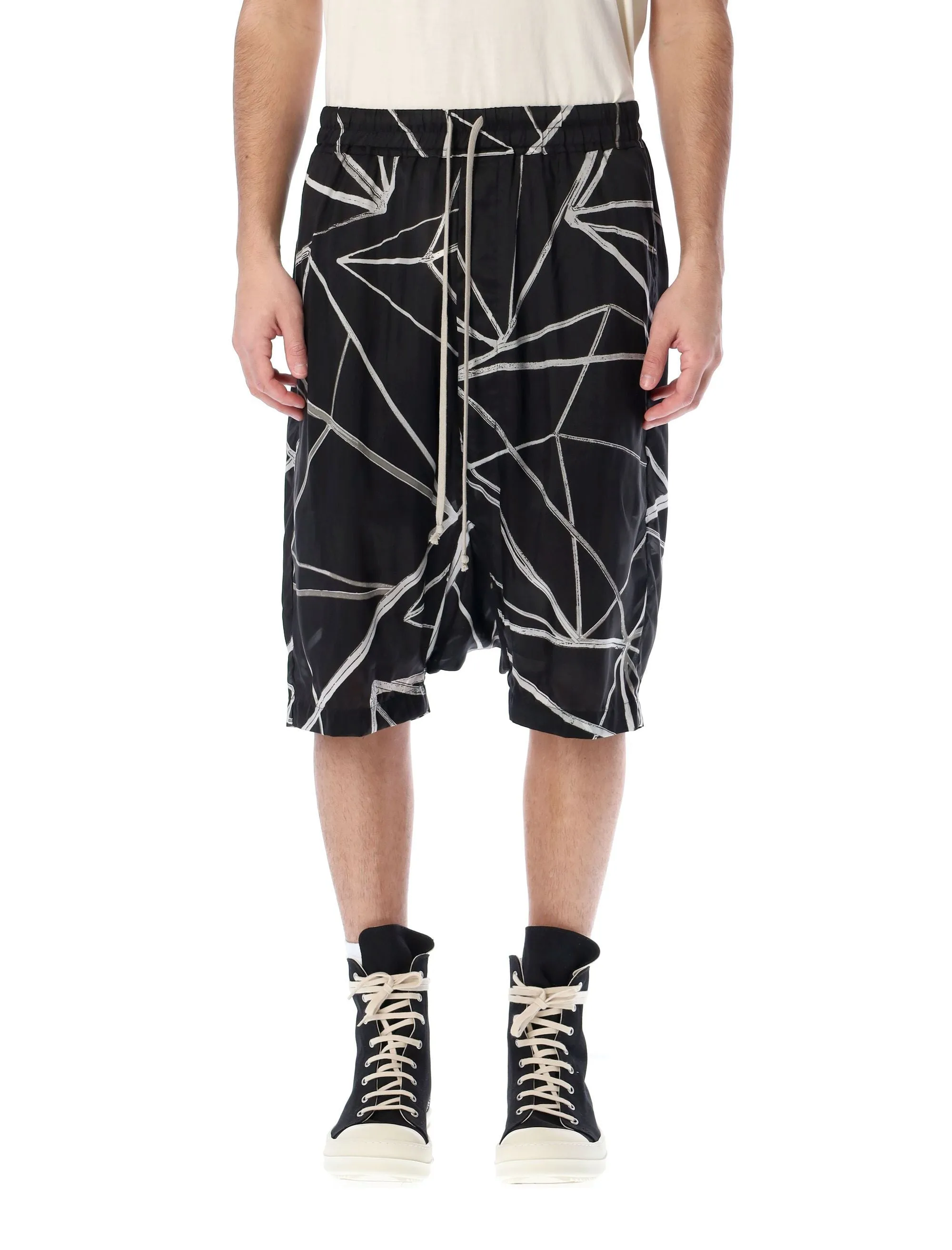 Rick Owens High Waist Drawstring Shorts