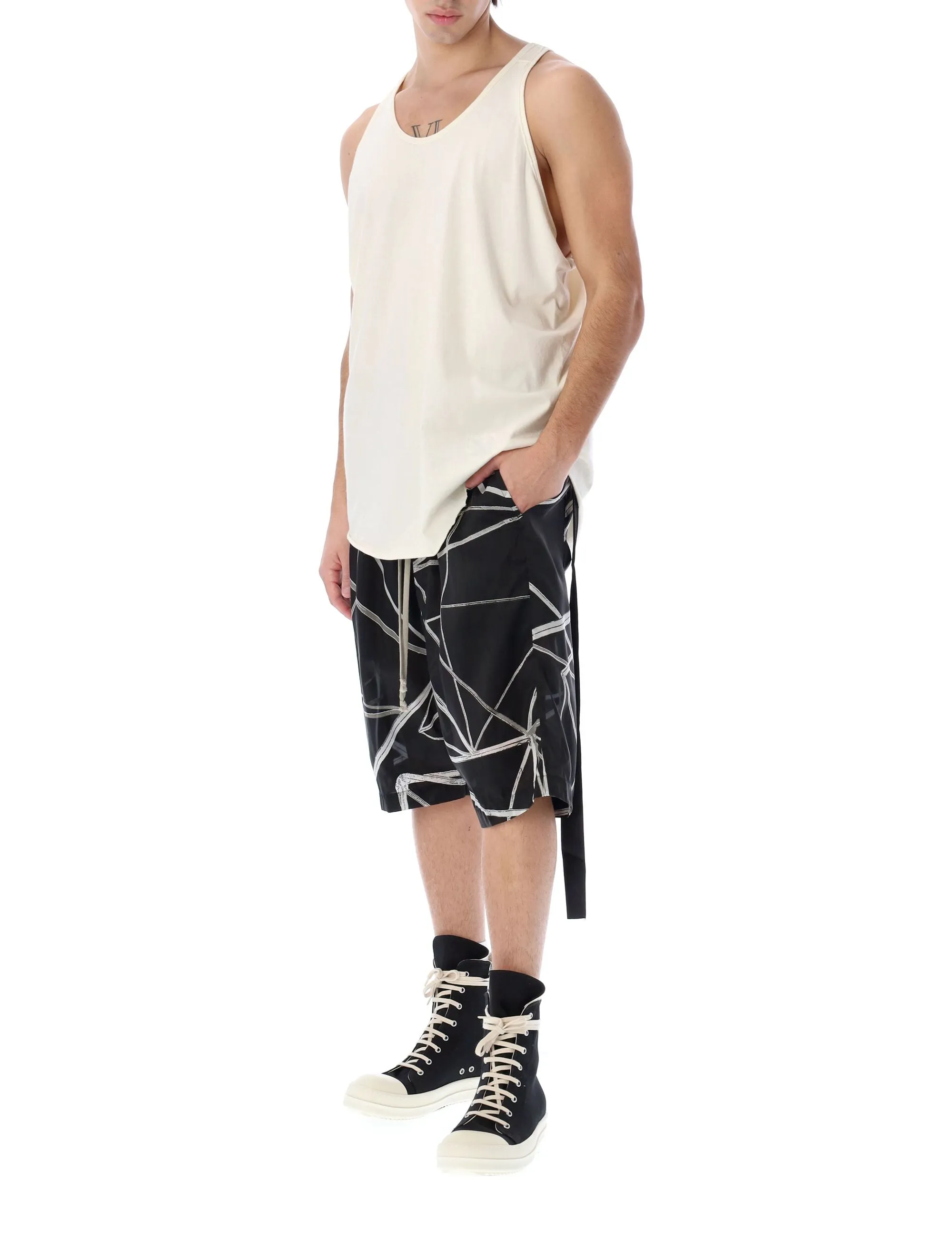 Rick Owens High Waist Drawstring Shorts