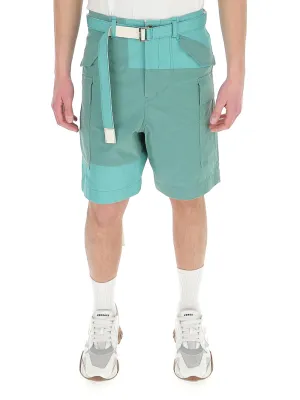 Sacai Belted Tonal Patchwork Shorts