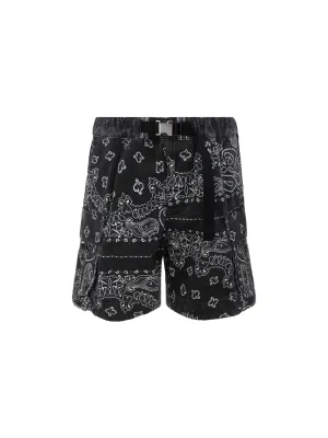 Sacai Buckled Bandana Pattern Bermuda Shorts