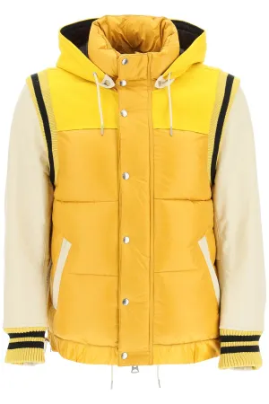 Sacai Panelled Hooded Puffer Jacket