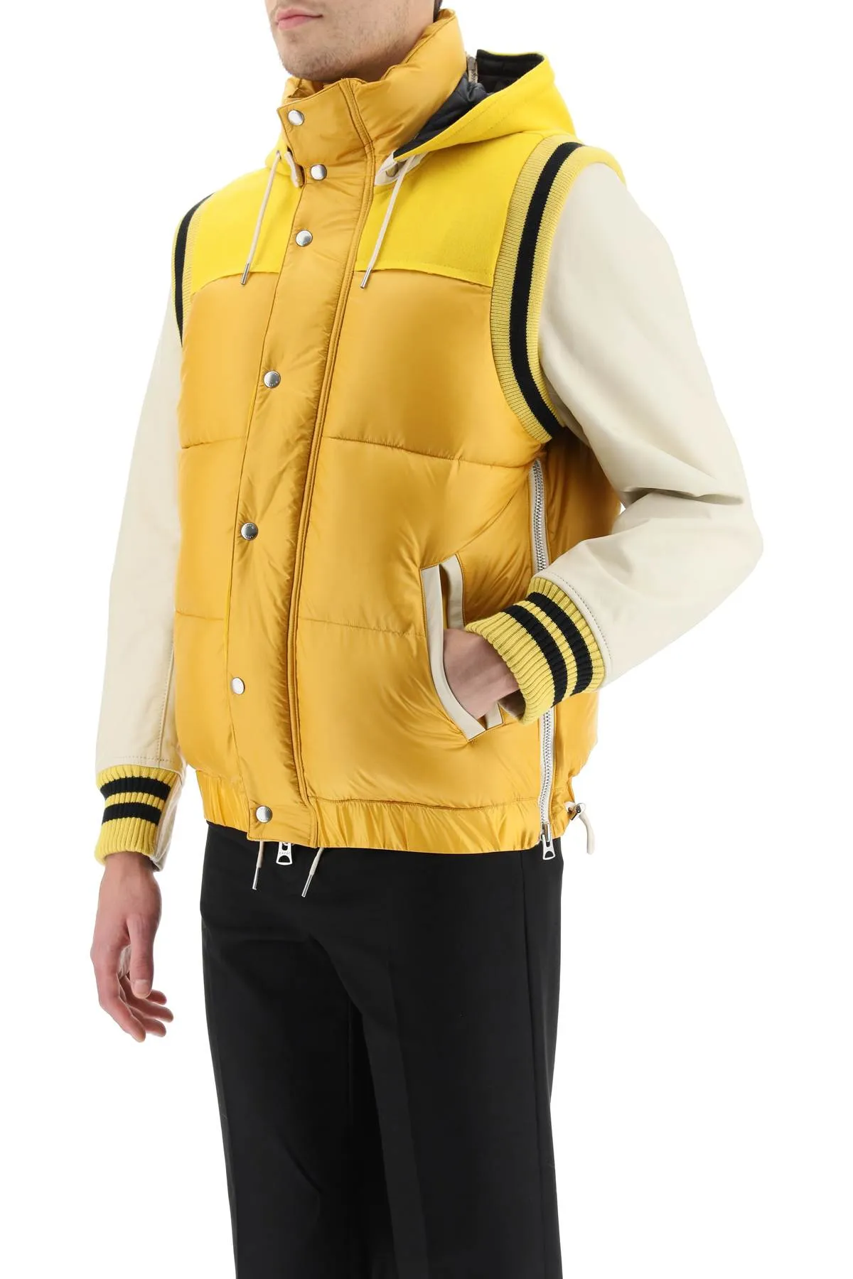 Sacai Panelled Hooded Puffer Jacket