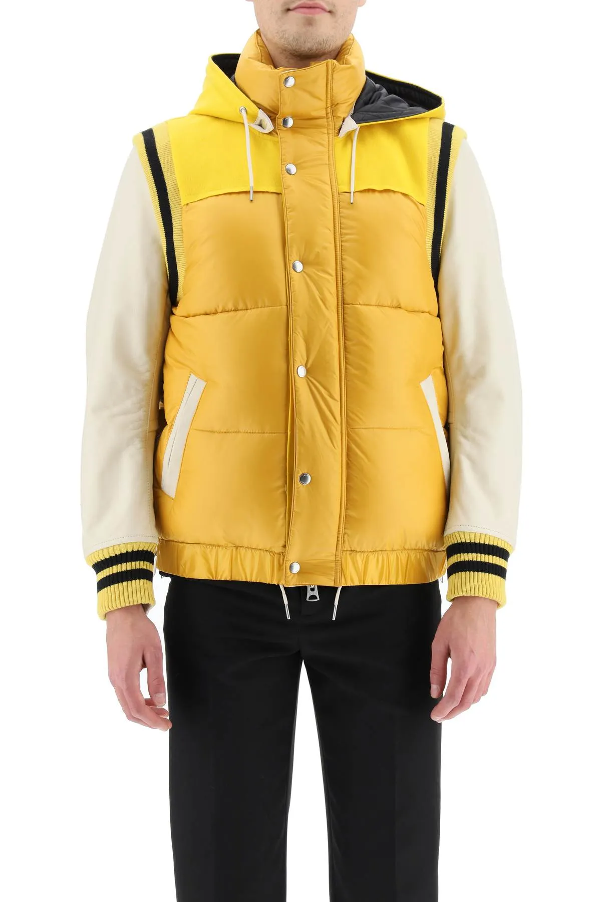 Sacai Panelled Hooded Puffer Jacket