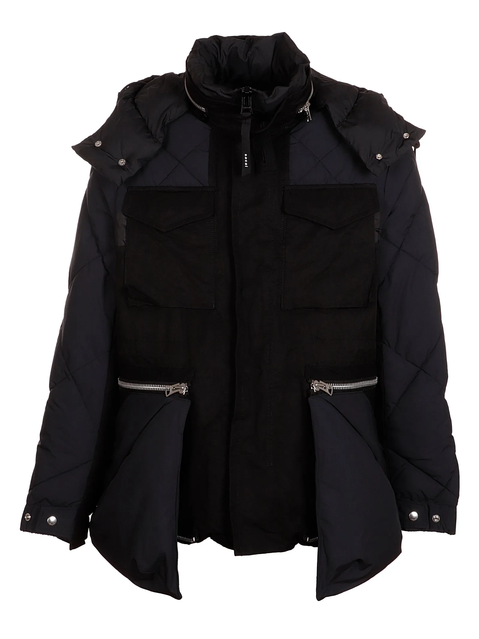 Sacai Panelled Oversize-Pocket Hooded Jacket