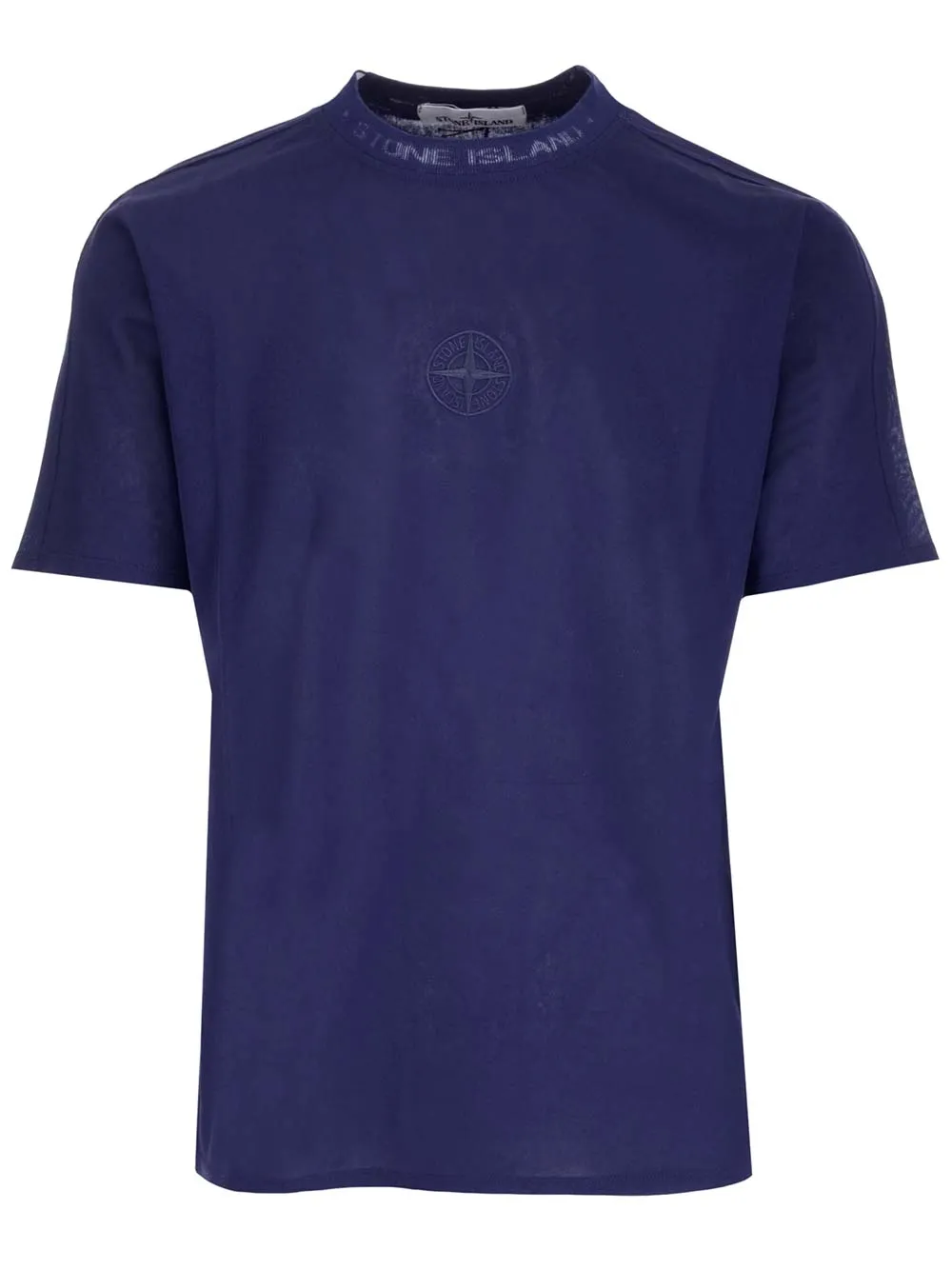 Stone Island Logo Embroidered Crewneck T-Shirt