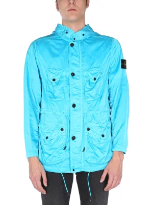 Stone Island Logo Patch Drawstring Hooded Jacket