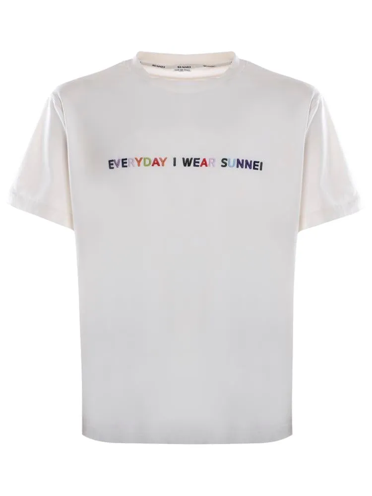 Sunnei Slogan Printed Crewneck T-Shirt