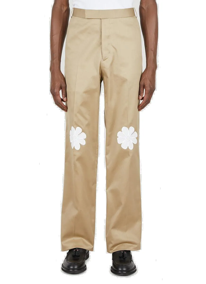 Thom Browne Satin Stitch Floral Patch Trousers
