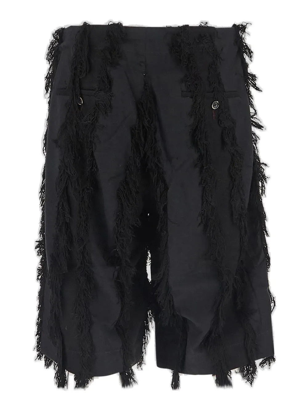 Uma Wang Frayed-Detail Straight Leg Shorts