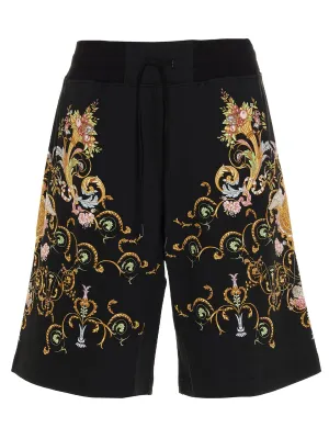 Versace Jeans Couture Barocco Printed Drawstring Flared Shorts