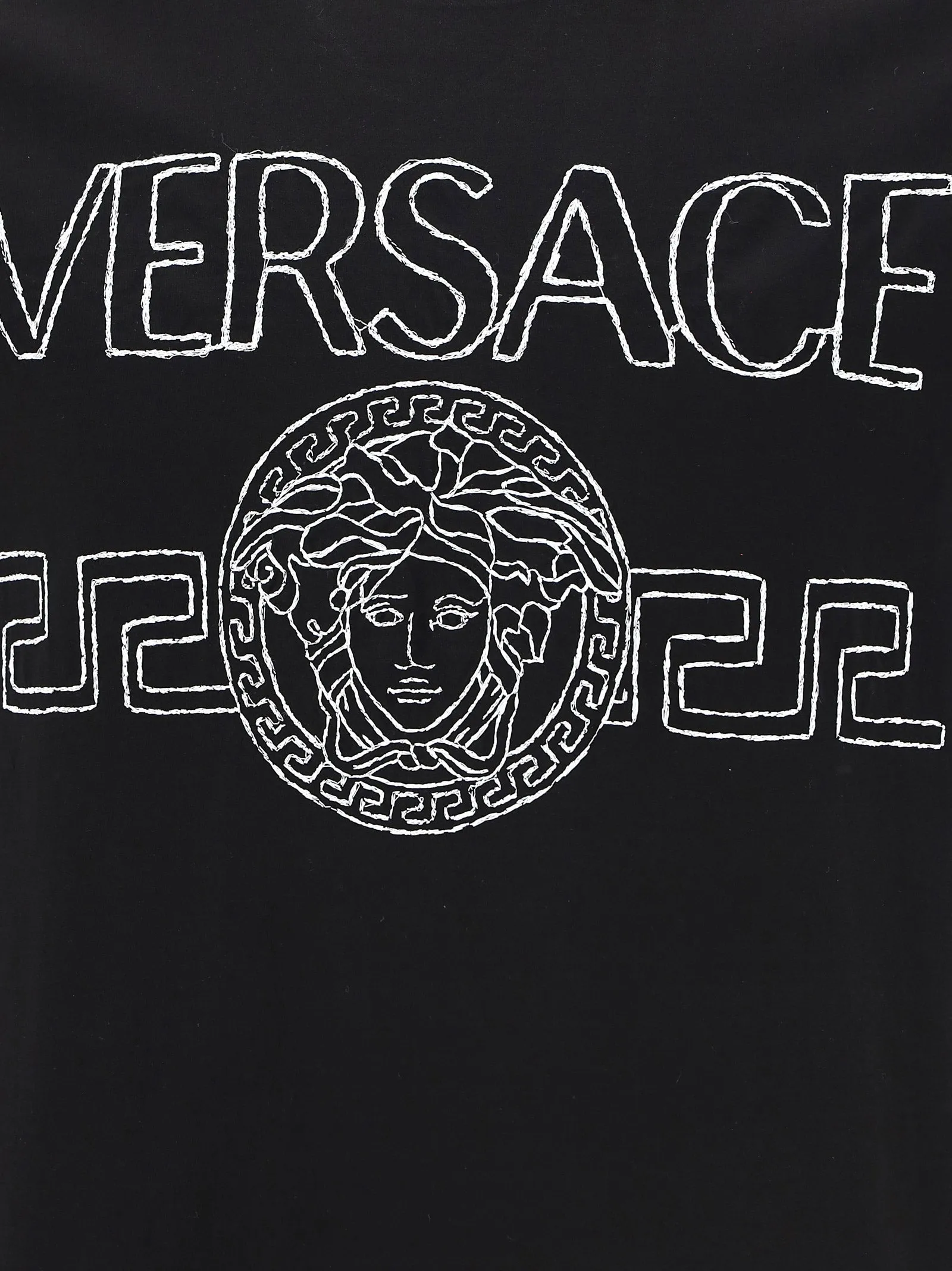 Versace Logo Embroidered Round-Neck T-Shirt