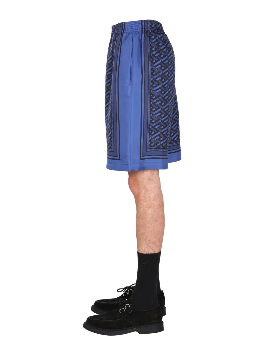 Versace Logo Motif Print Shorts