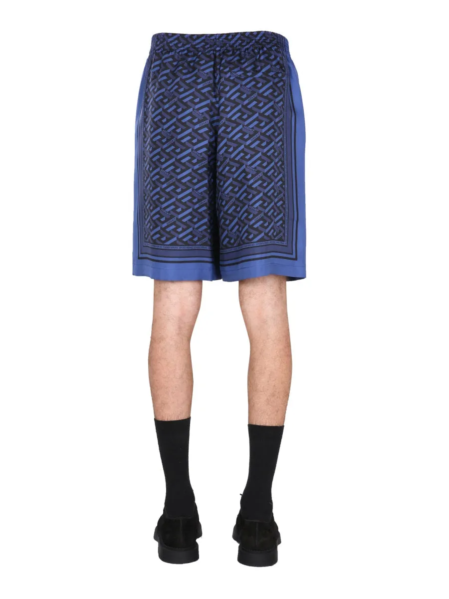 Versace Logo Motif Print Shorts
