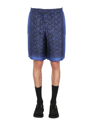 Versace Logo Motif Print Shorts