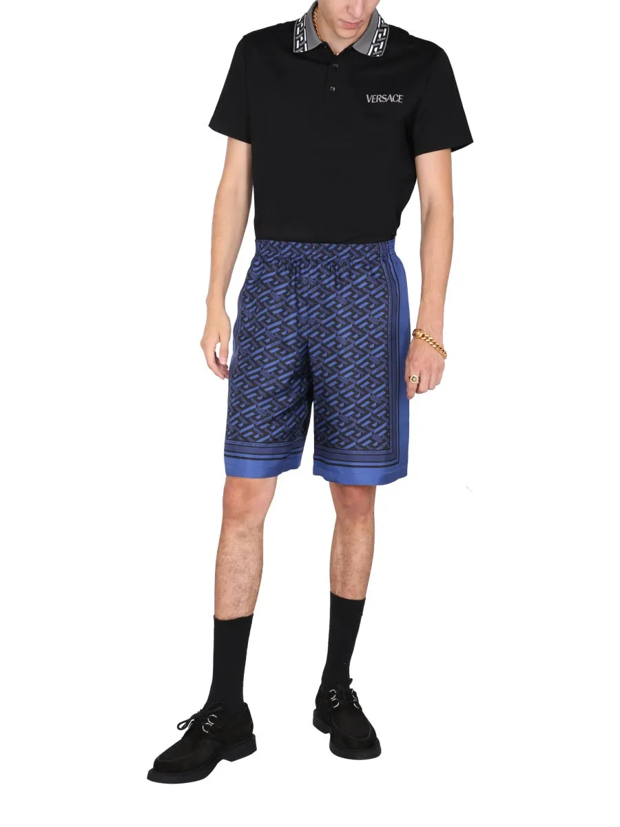 Versace Logo Motif Print Shorts